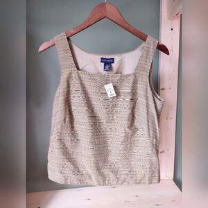 NWT Ann Taylor Women's Tan Cropped Sleeveless Top With Side Zipper Size 8